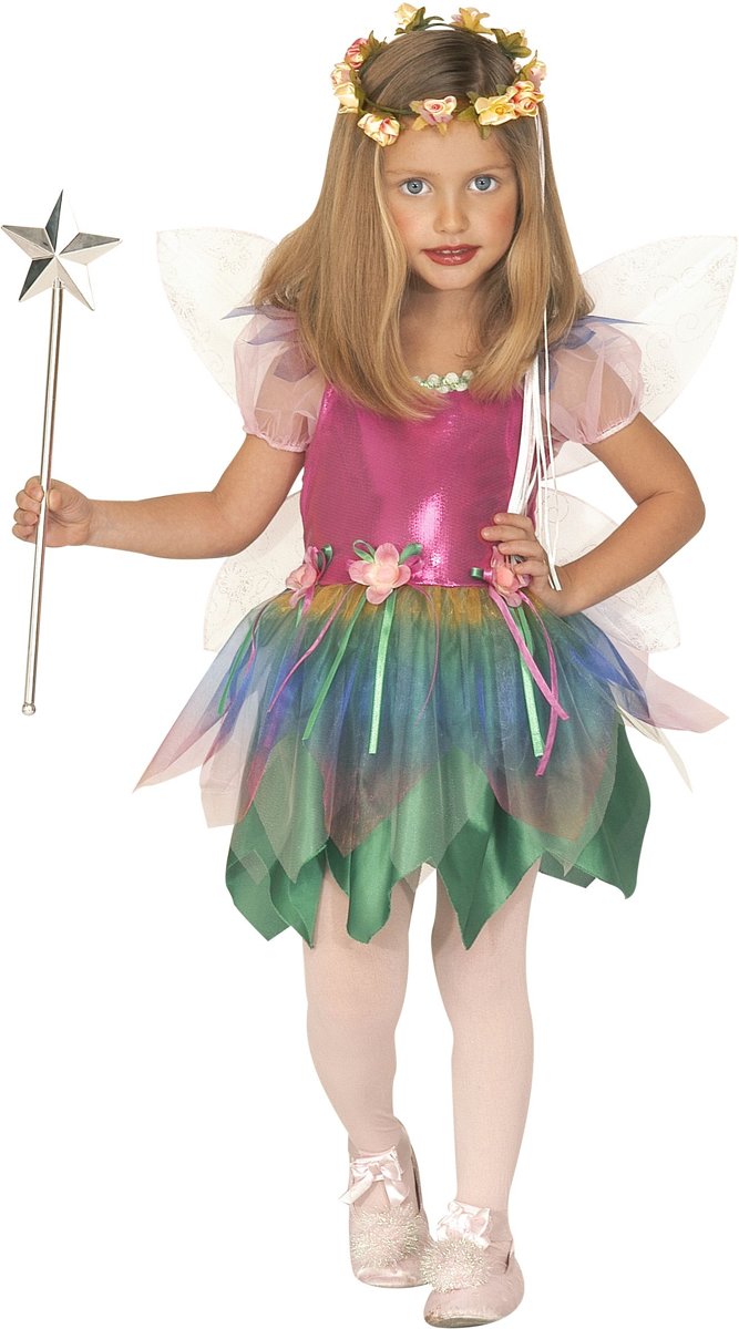 Elfen Feeen & Fantasy Kostuum | Regenboog Fee Wendy Wens | Meisje | Maat 110 | Carnaval kostuum | Verkleedkleding